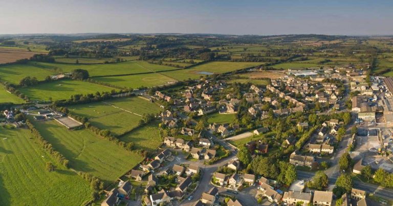 An aerial shot of housing/ urban sprawl in Congleton