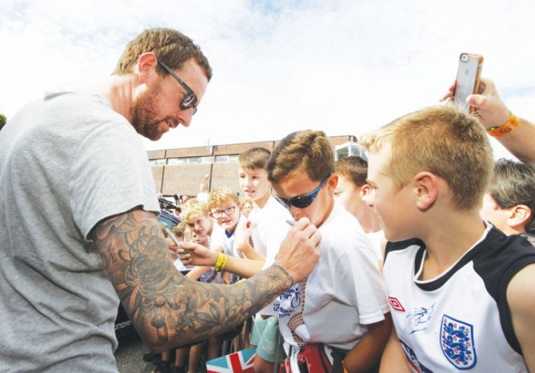 Sir Bradley Wiggins meets fans in Congleton on a previous Tour of Britain.