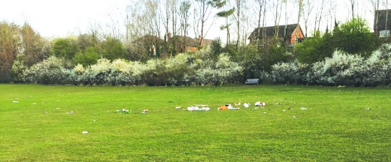 Litter left at Astbury Mere Country Park.